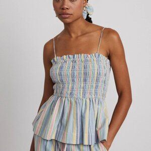 Damson Madder Hope Shirred Cami in Multi Stripe NWT (US 8/UK 12)